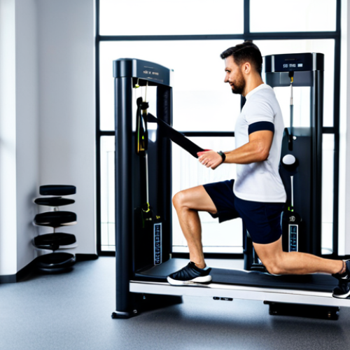 Return-to-Sport Rehabilitation Clinic**

"A bright and modern sports rehabilitation clinic, featuring a physical therapist guiding a fully clothed athlete through a criteria-based return-to-sport exercise. The athlete is performing a single-leg hop on a force plate, with wearable sensors visible. The therapist is observing with a clipboard. The scene includes various rehabilitation equipment in the background (e.g., isokinetic dynamometer, balance board). Safe for work, appropriate content, fully clothed, professional, perfect anatomy, natural pose, high quality, well-lit, modern design."

**