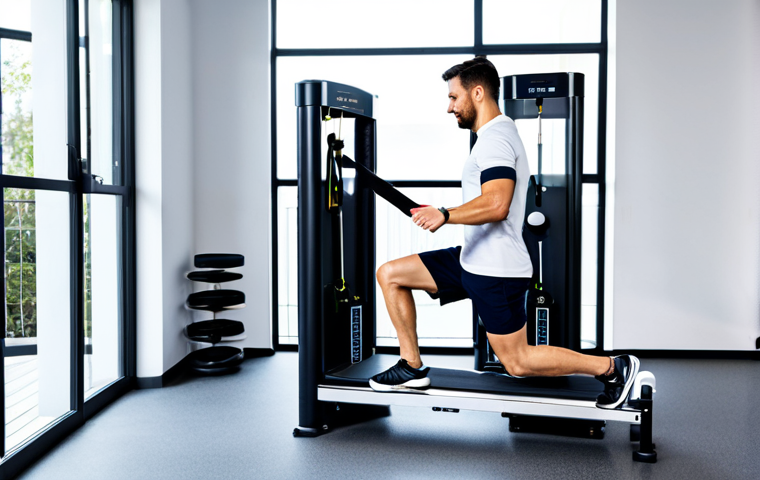 Return-to-Sport Rehabilitation Clinic**
"A bright and modern sports rehabilitation clinic, featuring a physical therapist guiding a fully clothed athlete through a criteria-based return-to-sport exercise. The athlete is performing a single-leg hop on a force plate, with wearable sensors visible. The therapist is observing with a clipboard. The scene includes various rehabilitation equipment in the background (e.g., isokinetic dynamometer, balance board). Safe for work, appropriate content, fully clothed, professional, perfect anatomy, natural pose, high quality, well-lit, modern design."
**