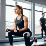 스포츠재활사와 재활심리의 중요성 - **Prompt:** A dynamic shot inside a cutting-edge physical rehabilitation clinic. A female athlete, w...